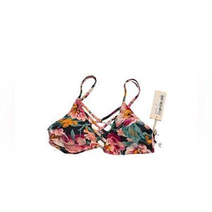 NWT Tori Praver Swimwear Floral Triangle Bikini Top Sz M